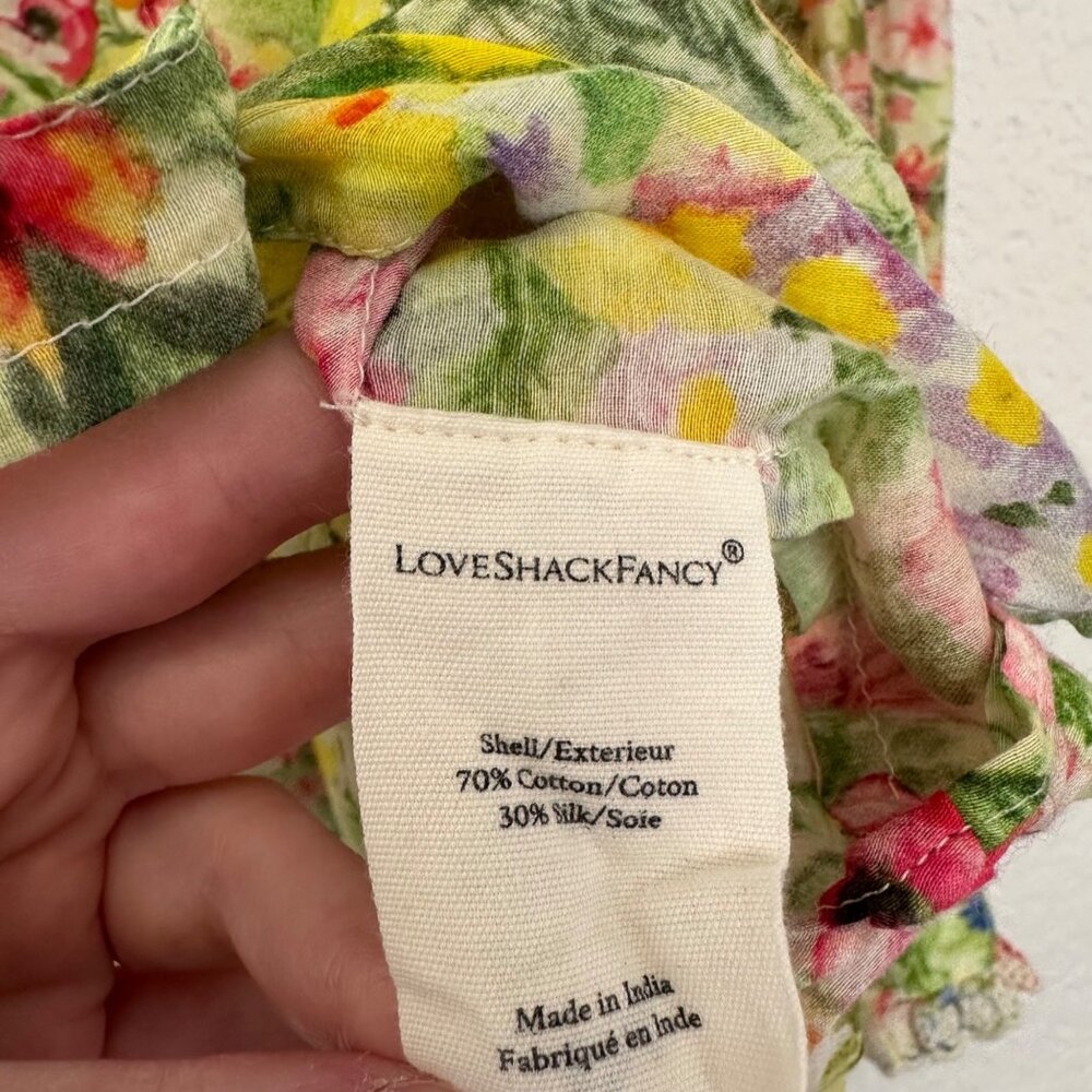 LoveShackFancy Lumiere Top Cotton Silk Bright Yellow Floral Size XS Coquette - Picture 6 of 12
